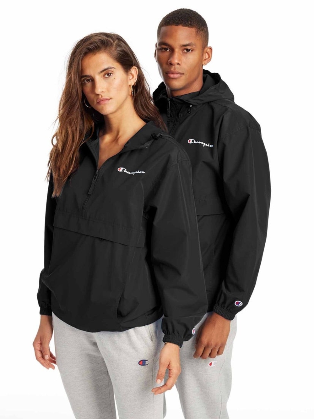 Champion Women's Black Pullover Windbreaker Jacket